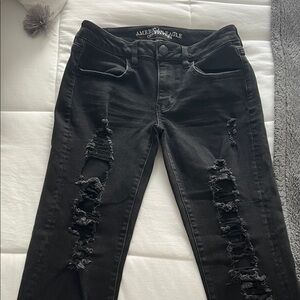 American Eagle Outfitters Black Ripped Skinny Jeans